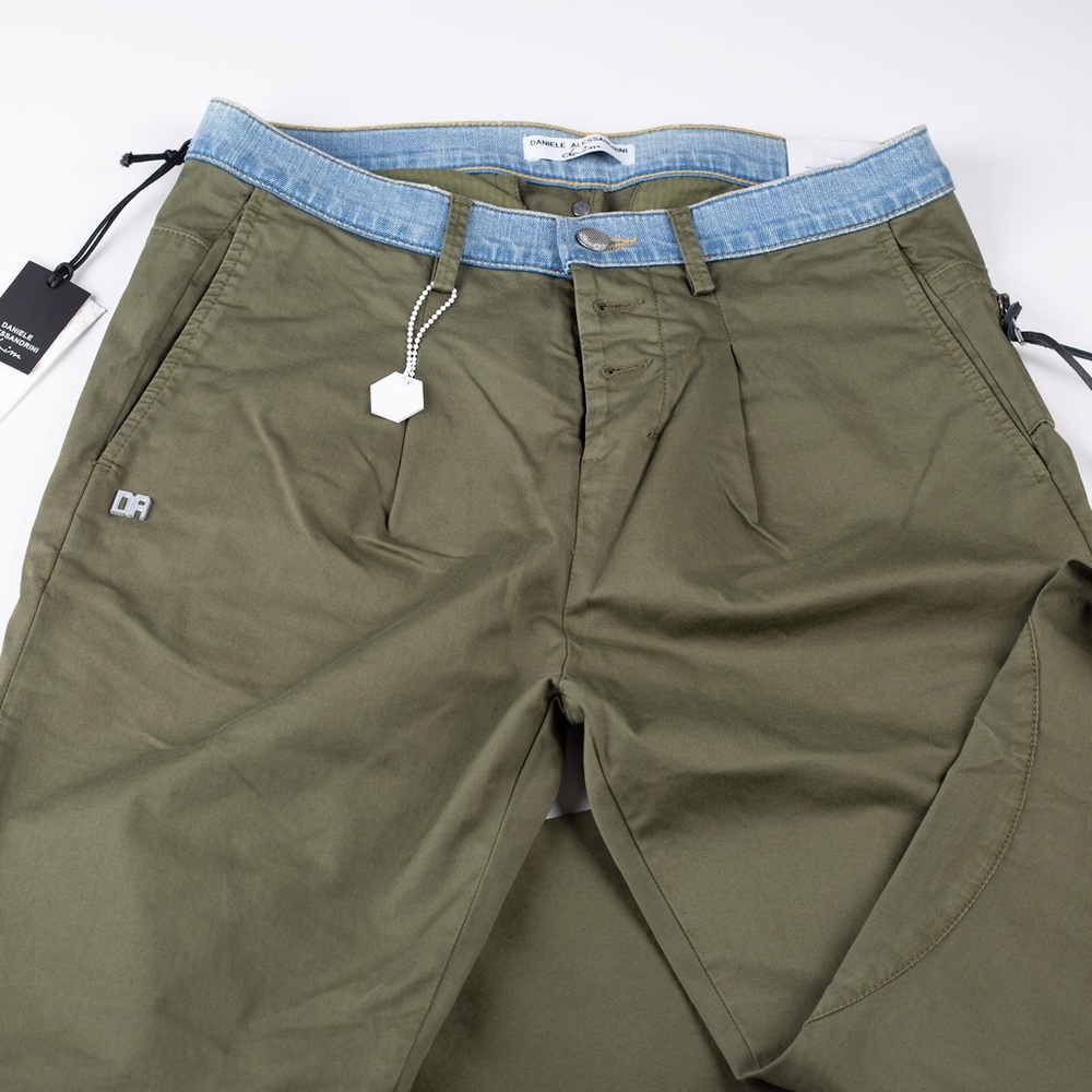 Daniele Alessandrini Military Green Cut and Sew chino pants - Picture 6 of 11